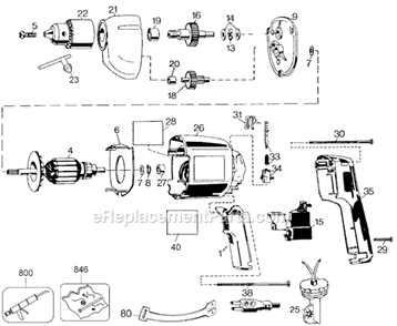 Page A Diagram and Parts List for 7190 Type 2 Black and Decker Electric Drill